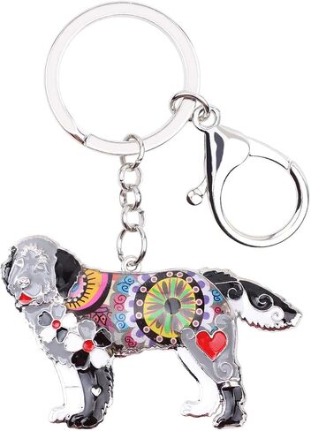 WEVENI Enamel Alloy Newfoundland Dog Keychain Accessories For Women Girls Bag Car Wallet in Kuwait