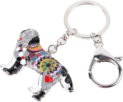 WEVENI Enamel Alloy Newfoundland Dog Keychain Accessories For Women Girls Bag Car Wallet in Kuwait