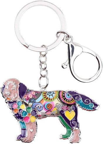 WEVENI Enamel Alloy Newfoundland Dog Keychain Accessories For Women Girls Bag Car Wallet in Kuwait