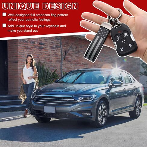 US Flag Car Keychain, 360° Rotation American Flag Key Chain with Zinc Alloy Rings & Anti Lost D-Ring, Car Accessories (Red&Black) in Saudi Arabia