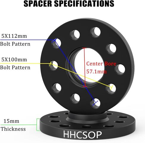 فواصل عجلات HHCSOP 5X100 و5X112 15 مم، 2 قطعة فواصل مزورة لأودي A3 A4 A6 A8 S4 S6 S8 Quattro TT RS4 | فولكس فاجن جولف آر فاريانت باسات فايتون إيوس جيتا، درجة الخيط M14x1.5 محور التجويف 57.1 ملم in Kuwait