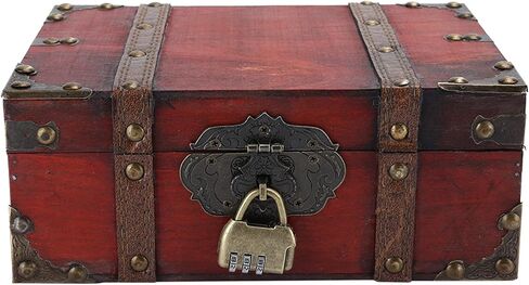 Vintage Wooden Boxes with Lock,Wooden Storage and Decorative Box Treasure Jewelry Chest,Handcrafted Decorative Boxes with Lids for Home Decor (6282‑2302GK10 Grey + Lock) in Saudi Arabia