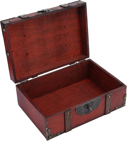Vintage Wooden Boxes with Lock,Wooden Storage and Decorative Box Treasure Jewelry Chest,Handcrafted Decorative Boxes with Lids for Home Decor (6282‑2302GK10 Grey + Lock) in Saudi Arabia