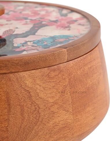 ® Handcrafted Enamel Coated Wooden Bliss Roti Box | Chapati Box for Kitchen | Hot Pot Casserole for Roti Server Tableware Serving | Case Roti Dabba with Lid (8.8 × 8.8 × 4.5 Inch) in Saudi Arabia