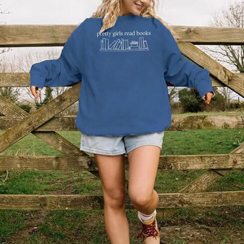 Pretty Girls Read Books Sweatshirt Women Funny Reading Book Long Sleeve Shirt Book Lovers Gift Pullover Tops in Saudi Arabia