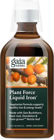 Gaia Herbs Plant Force Liquid Iron - Vegetarian Iron Supplement to Help Maintain Healthy Iron & Energy Levels - with Star Anise, Sea Buckthorn, Beet Root, Dandelion & Nettle - 8.5 Fl Oz (25 Servings) in Saudi Arabia