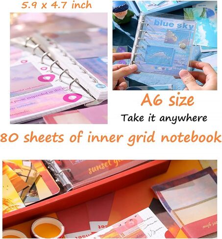 ChezMause Scrapbooking Supplies Kit, Aesthetic Daily Travel Scrapbook Kit for Bullet Junk Scrapbook Journal Supplies, DIY Journaling Supplies, Birthday Craft Gift for Girl Kid Women (Blue Sky) in Saudi Arabia