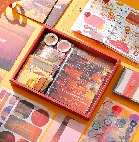 ChezMause Scrapbooking Supplies Kit, Aesthetic Daily Travel Scrapbook Kit for Bullet Junk Scrapbook Journal Supplies, DIY Journaling Supplies, Birthday Craft Gift for Girl Kid Women (Blue Sky) in Saudi Arabia