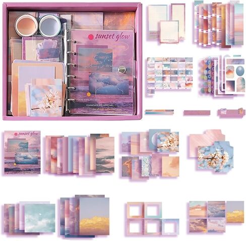 ChezMause Scrapbooking Supplies Kit, Aesthetic Daily Travel Scrapbook Kit for Bullet Junk Scrapbook Journal Supplies, DIY Journaling Supplies, Birthday Craft Gift for Girl Kid Women (Blue Sky) in Saudi Arabia