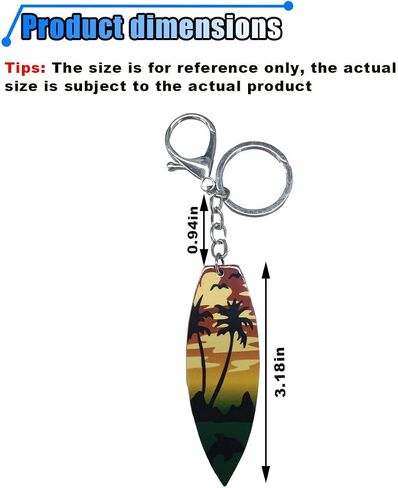 Summer Beach Favors Car Keychain Presents, Acrylic Surfboard Coconut Tree Keychains, Personalized Keychains Party Favors in Kuwait