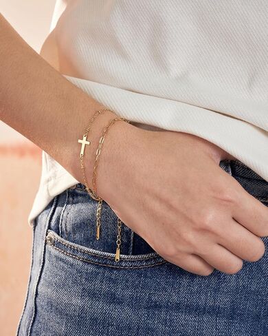 Tarsus Gold Cross Bracelet for Women, Christian Gifts for Women, Religious Gifts Dainty Bracelet in Kuwait