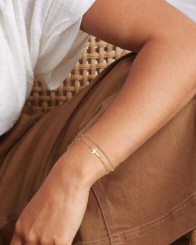 Tarsus Gold Cross Bracelet for Women, Christian Gifts for Women, Religious Gifts Dainty Bracelet in Kuwait
