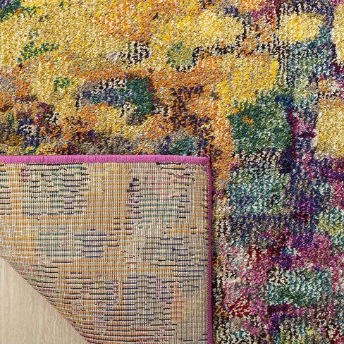 سجادة SAFAVIEH Monaco Collection - 2'2" x 6'، رمادي وبرتقالي، تصميم بوهو شيك بألوان مائية تجريدية، لا يتساقط ويسهل العناية به، مثالي للمناطق ذات حركة المرور العالية في غرفة المعيشة وغرفة النوم (MNC225H) in Saudi Arabia