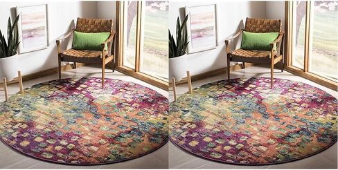 سجادة SAFAVIEH Monaco Collection - 2'2" x 6'، رمادي وبرتقالي، تصميم بوهو شيك بألوان مائية تجريدية، لا يتساقط ويسهل العناية به، مثالي للمناطق ذات حركة المرور العالية في غرفة المعيشة وغرفة النوم (MNC225H) in Saudi Arabia