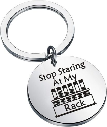 BAUNA Funny Lab Week Lab Tech Gift Laboratory Technician Key Ring Stop Staring at My Rack for Medical Technologist Med Techs in Kuwait