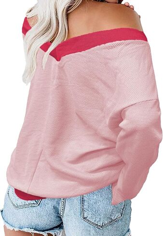 Plus-Size-Sweaters for Women Long Sleeve Waffle Knit V Neck Pullover Tops 1X-5X in Saudi Arabia