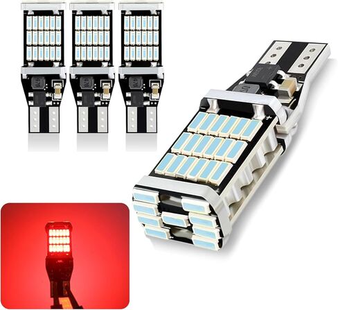 4 PCS 921 Led Bulb Reverse Light, 6000K CANBUS 912 T15 W16W 4014 45SMD Reverse Light Bulb, 360 Degree Lighting 1080 Lumens Brake Light Bulb, Replacement Led Lights for Car (Red) in Kuwait