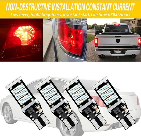 4 PCS 921 Led Bulb Reverse Light, 6000K CANBUS 912 T15 W16W 4014 45SMD Reverse Light Bulb, 360 Degree Lighting 1080 Lumens Brake Light Bulb, Replacement Led Lights for Car (Red) in Kuwait