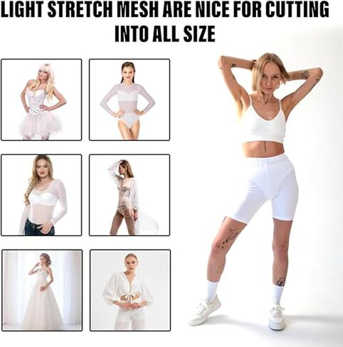 Power Mesh Fabric | 4-Way Stretch Nylon Mesh Fabric | Lightweight Sheer Nylon Spandex Stretch Mesh Netting | 1 Yard Mesh | 60" inch Wide | Black in Kuwait