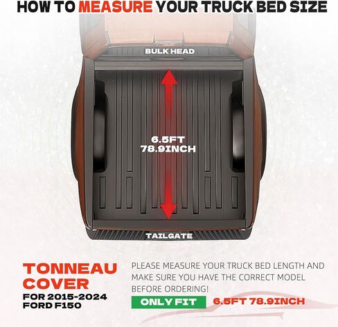 Soft Roll Up Truck Bed Tonneau Cover for 2015-2024 2025 Ford F150 5.5FT (67.1") Bed (Soft Roll Up, 5.5FT Bed) in Kuwait