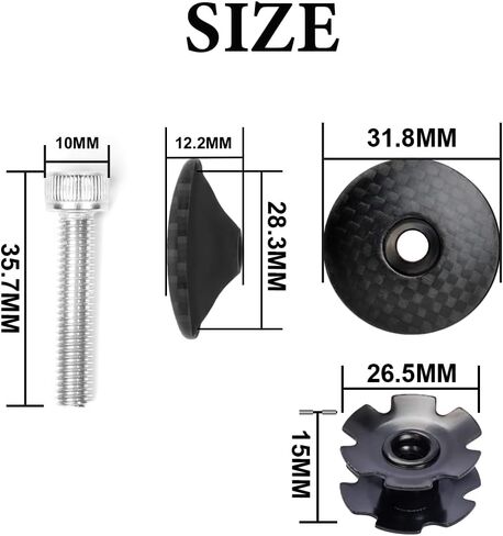 BUCKLOS Bicycle Headset Top Cap and Star Nut, Fits 1-1/8" Fork Stems, Carbon Fiber Top Cap with Aluminum Screw Shiny in Saudi Arabia