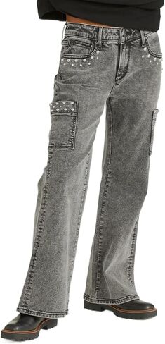 Kedera Women's Pearl Jeans High Waisted Jeans Boyfriend Baggy Straight Leg Casual Denim Pants Trousers Y2K in Kuwait