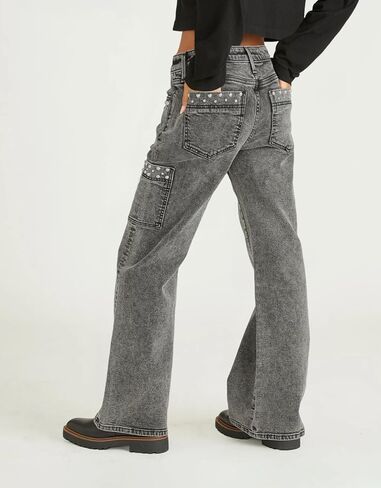 Kedera Women's Pearl Jeans High Waisted Jeans Boyfriend Baggy Straight Leg Casual Denim Pants Trousers Y2K in Kuwait