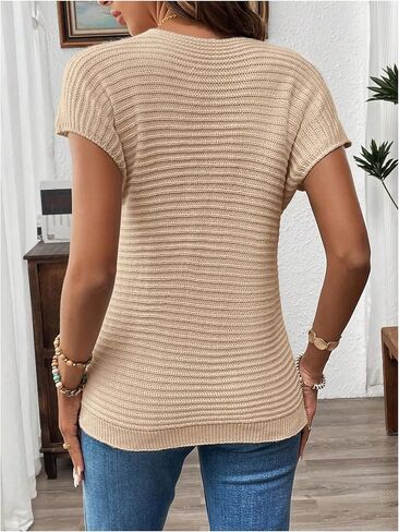 Milumia Women's Color Block Flower Short Sleeve Sweater Plullover Knit Tops in Saudi Arabia