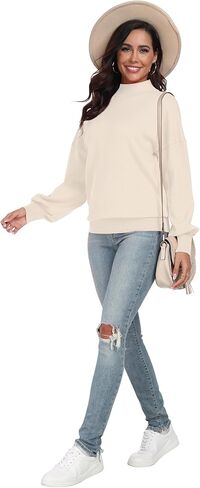 POSESHE Women's Oversized Sweaters Outfits Crewneck Ribbed Knit Dressy Casual Knit Pullover Tops in Kuwait