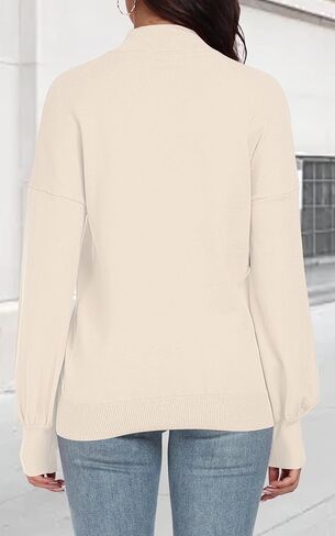 POSESHE Women's Oversized Sweaters Outfits Crewneck Ribbed Knit Dressy Casual Knit Pullover Tops in Kuwait