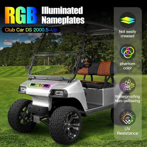 Golf Cart RGB Magic Color Front Name Plate for Club Car Tempo/Onward Premium Golf Cart Models Replace OEM 102883602, 47614573001, 7.87"×2.75" Emblem in Saudi Arabia