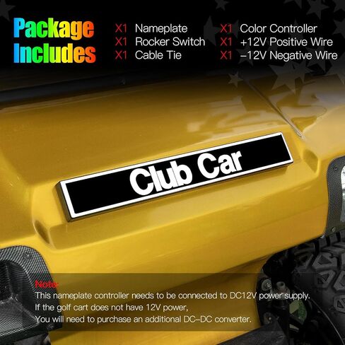 Golf Cart RGB Magic Color Front Name Plate for Club Car Tempo/Onward Premium Golf Cart Models Replace OEM 102883602, 47614573001, 7.87"×2.75" Emblem in Saudi Arabia