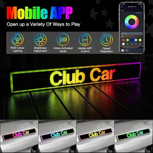 Golf Cart RGB Magic Color Front Name Plate for Club Car Tempo/Onward Premium Golf Cart Models Replace OEM 102883602, 47614573001, 7.87"×2.75" Emblem in Saudi Arabia