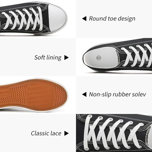 yageyan Men Canvas Low top Shoes Classic Casual Sneakers Black and White Fashion Shoes in Kuwait