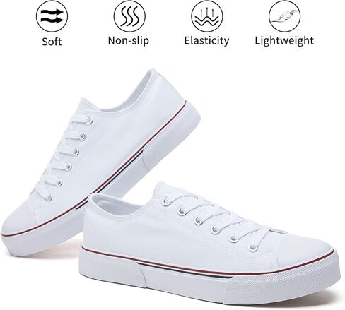 yageyan Men Canvas Low top Shoes Classic Casual Sneakers Black and White Fashion Shoes in Kuwait
