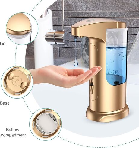 370ml Touchless Automatic Soap Dispenser for Bathroom and Kitchen,Battery Operated Automatic Liquid Hand Soap Dispenser,Adjustable Soap Dispensing Volume,Water-Resistant,Silver in Saudi Arabia