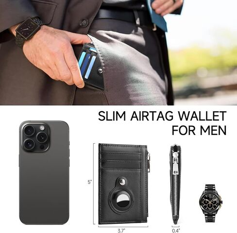 FALAN MULE Wallets for Men RFID Blocking Genuine Leather Bifold Minimalist Front Pocket Mens AirTag Wallet(Airtag Not included) in Kuwait