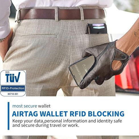 FALAN MULE Wallets for Men RFID Blocking Genuine Leather Bifold Minimalist Front Pocket Mens AirTag Wallet(Airtag Not included) in Kuwait