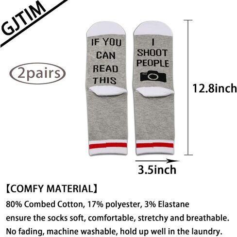 2PAIRS Funny Photographer Gift I Shoot People Camera Socks Photography Gift For Photographer Photography Lover in Kuwait