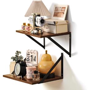 Deep Floating Shelves for Wall,12 Inch Wide Large Rustic Floating Shelf Set of 2,no Drill Shelves for Wall,Heavy Duty Floating Shelves for Bathroom Bedroom Kitchen Living Room-Rustic Brown