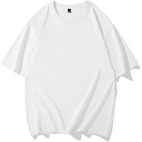 Weiyuqi Oversized Sparkly Sequin Shirts for Men Sparkly Bling Tshirts Trendy Loose Casual Basic Tees Streetwear Baggy Tops