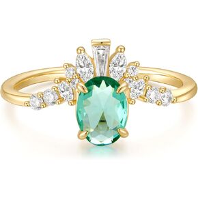1.5CT Engagement Rings for Women Oval Cut Created Blue Aquamarine Cubic Zirconia Wedding Band CZ Promise Rings for Her Size 5-10