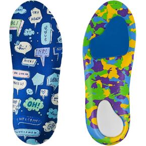 Kids Arch Support Orthotics Plantar Fasciitis Flat Feet Over-Pronation Insoles Relieve Arch, Heel & Ankle Foot Pain Inserts with Heel Cushion (2.5-3.5M Little Kid, Multicolor)