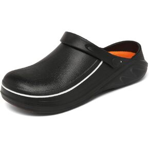 Chef Shoes for Men Zapatos para Cocina Hombres Non Slip Work Shoes Women Clogs Comfortable Nursing Nurse Croc Shoes for Food Service Unisex Indoor and Outdoor for Kitchen Office Seaside Black