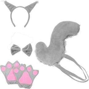 CALLARON Squirrel Costume Accessories Set Easter Animal Plush Squirrel Ears Headband Tail Gloves and Bowtie Animal Cosplay