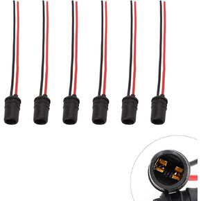 6 PCS T10 Automotive Bulb Socket, 0.86" x 0.47" Round Mouth 12961 Rubber Socket Harness Connector Adapter with 4.33" Wire, Bulb Auxiliary Lighting Accessory, Compatible with Most Cars (Black)