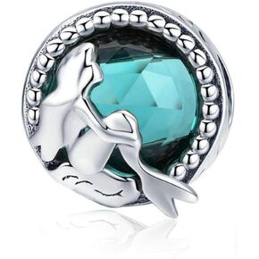 Ocean Mermaid Charm Original 925 Sterling Silver Charms Bead Rose Gold Starfish Charms for Bracelets (Mermaid Charms)