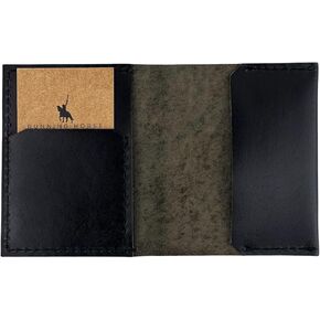 Running Horse Handmade Mens Bifold Credit Card Holder Wallet Slim Minimalist Veg Tan Pure Leather Front Pocket I.D Card. Unisex Gift Carteras Para Hombres (Black)