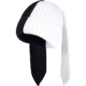 Bunny Hat Cute Y2k Beanie Knit Funny Rabbit Ear Beanie Warm Winter Hat for Women Halloween Hats