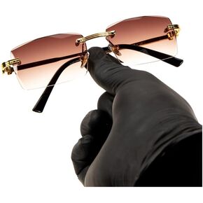 Rimless Luxury Unisex Square Trendy Retro 90's Fashion Stylish Hip Hop Brown Gradient Tint Lens Gold Wire Frame Sun Glasses Frameless Rectangle Summer Shades Sunglasses For Men And Women